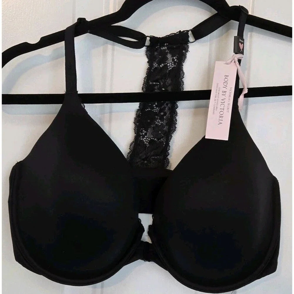 Victoria's Secret Body By Victoria Black Racerback Demi Bra Lace 34DDD - Picture 1 of 11